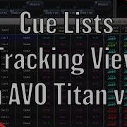 AVO Titan V16 0 Cue Lists Tracking View