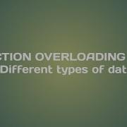 Function Overloading In C With Example Part 1 In Tamil