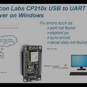 Установите драйвер моста USB UART от Silicon Labs CP210x в Windows чтобы исправить проблемы с по