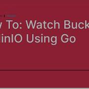 How To Watch Buckets In MinIO Using Go