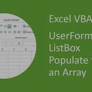 Excel VBA UserForm Listbox Populate From An Array