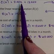 Linear Functions Cost Revenue Profit