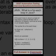 JAVA What Is A For Each Loop In Java SDET Automation Testing Interview Questions Answers