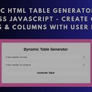 Dynamic Table Generator With HTML CSS And JavaScript Step By Step Guide