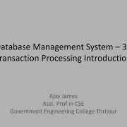 Database Management System 37 Transaction Processing Introduction
