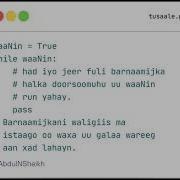 Python Af Soomaali While Loop