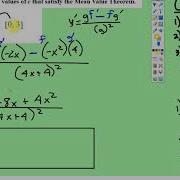 Derivatives Mean Value Theorem Rational Function Example