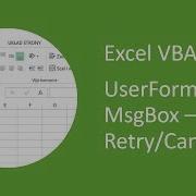 Excel UserForm MsgBox 8 Retry Cancel Message Box VBA
