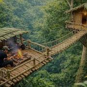 Building An Elevated Survival Shelter With Rope Ladder To Stay Safe From Ground Predators