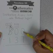 Subtracting Across Zeros With Pictorial Support 500 137
