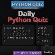 PYTHON QUIZ Code Python Pythoncode Php Iot Blockchain Java C Cod Codm Code Bts