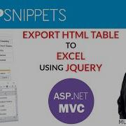 Export HTML Table To Excel Using JQuery In ASP Net MVC