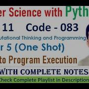 Insight Into Program Execution Chapter 5 Class 11 Computer Science With Python One Shot