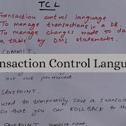 TCL TRANSACTION CONTROL LANGUAGE