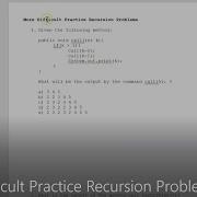 JAVA Lesson 141 APCSA More Difficult Practice Recursion Problems
