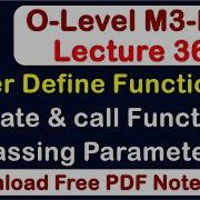O Level M3 R5 Python Functions Creating Calling Passing Parameters Lecture 36