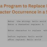 Java Program To Replace First Character Occurrence In A String