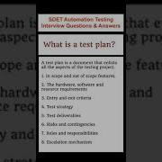 SOFTWARE TESTING What Is A Test Plan SDET Automation Testing Interview Questions Answers