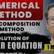 LU Decomposition Method Numerical Methods Solution Of Linear Equation