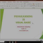 Class 8 Programming In Visual Basic Part 1