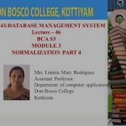 DATABASE MANAGEMENT SYSTEM LECTURE 46 S3 BCA NORMALIZATION PART 4