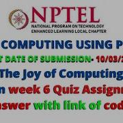 NPTEL The Joy Of Computing Using Python Week 6 Quiz Assignment Answers With Proof Of Each Answer