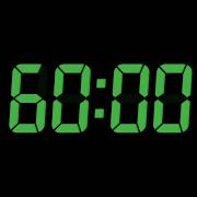 60 Seconds Digital Countdown Timer Black Background Green Text No Sounds