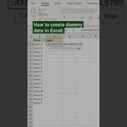 Create Dummy Data In Excel Shorts