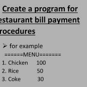 C Create A Program For Restaurant Bill Payment Procedure C Programming
