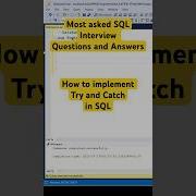 Как использовать Try Catch обработку ошибок в SQL Sql Sqlqueries Sqlinterview Coding Trycatch