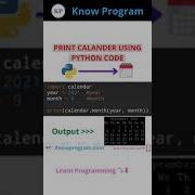 Print Calendar Using Python Code Shorts Python Knowprogram