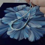 1069 String Pulling Technique Elegant Blue Flowers Acrylic Paint And Water Designer Gemma77