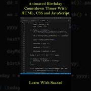 Animated Birthday Countdown Timer With HTML CSS And JavaScript Reels Shorts Html Css Javascript