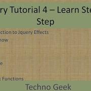 JQuery Tutorial 4 Learn Step By Step JQuery Effects