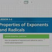 Properties Of Exponents And Radicals Lesson 5 2