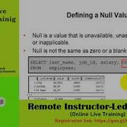 Oracle 12c SQL Workshop SL 8 Null Values In The SELECT Statement