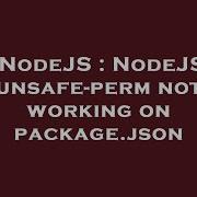 NodeJS NodeJS Unsafe Perm Not Working On Package Json