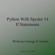 Python With Spyder 14 If Statements