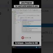 Printing Numbers Using For Loop Java Program Shorts Javaprogram Coding Programming