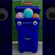 Garbage Truck Action Picking Up Blue Recycling Bins