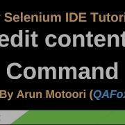 New Selenium IDE Part 65 Edit Content Command