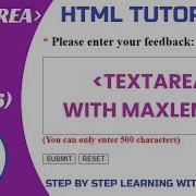 HTML Tutorials Textarea In HTML With Maxlength Textarea Tag In HTML Forms In HTML Part 6