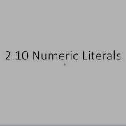 2 10 Numeric Literals