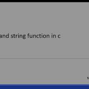 C String And String Function