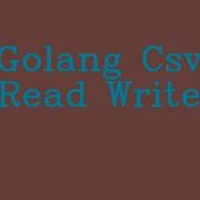 Golang Csv Read Write NoTalk