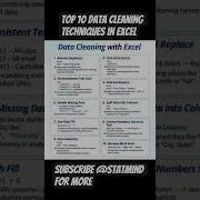 Top 10 Data Cleaning Techniques And Challenges In Excel Dataanalytics Datacleaning Excel
