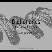 Python For Linguists Lesson 13 Dictionaries