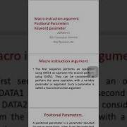 Positional Parameter Macro Instruction Arguments Keyword Parameter