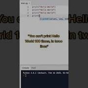 Print Hello World 100 Times Python Coding Print Programming Helloworld