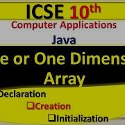 ICSE 10th Computer Application Single Dimensional Or 1 D Arrays In Java